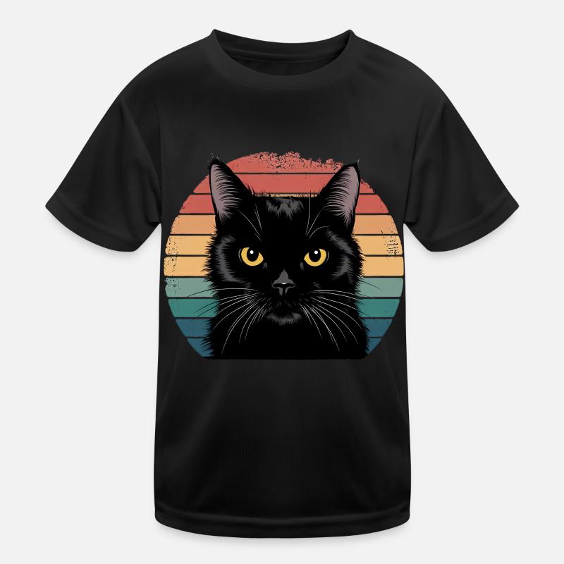 Schwarze Katze Kinder Funktions-T-Shirt