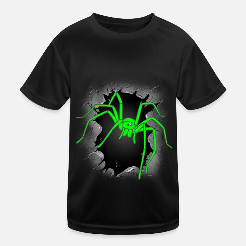 Spinnen Spinne Halloween Spinnen Phobie - Kinder Funktions-T-Shirt - Schwarz