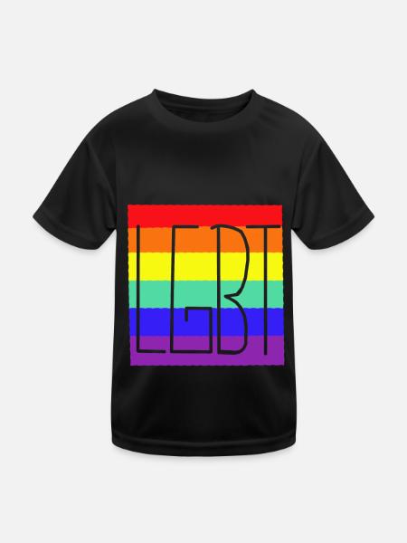 LGBT Regenbogenfahne Gay Pride - Kinder Funktions-T-Shirt - Schwarz - Vorne