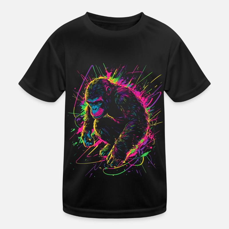 Affe Gorilla Schimpanse Neon Farbenfroh Bunt Kinder Funktions-T-Shirt