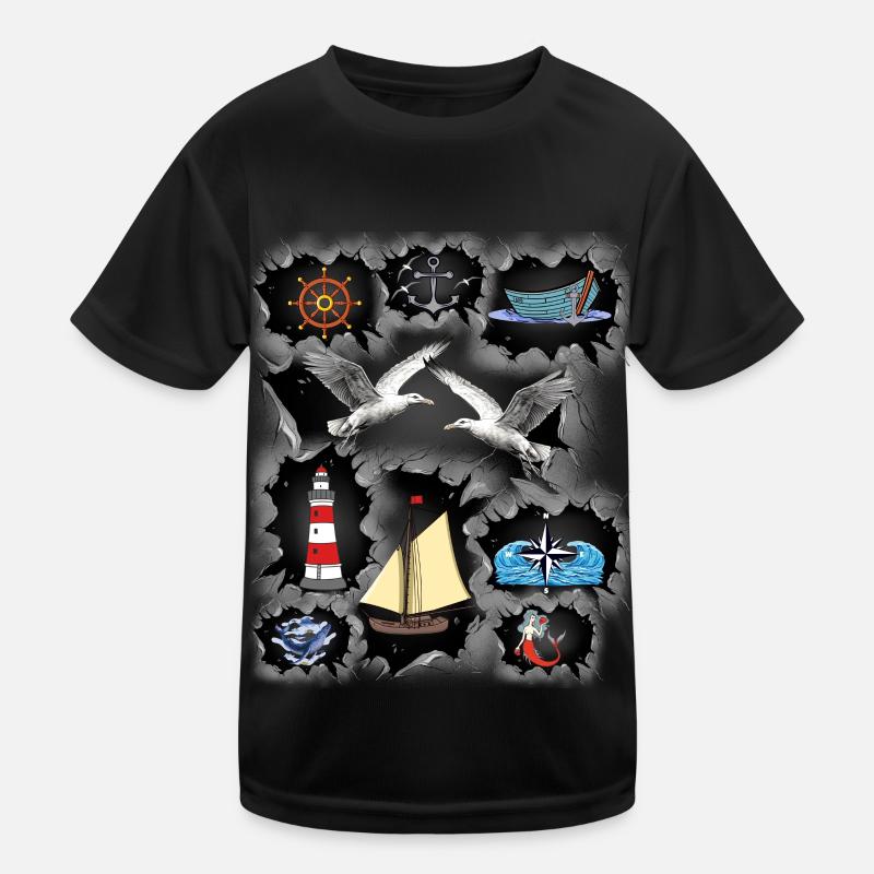 Croisière maritime Seagulls Lighthouse Capitaine de navire T-shirt sport Enfant