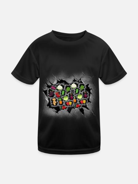 Vegetarier Gemüse Vegetarierin Koch Köchin - Kinder Funktions-T-Shirt - Schwarz - Vorne