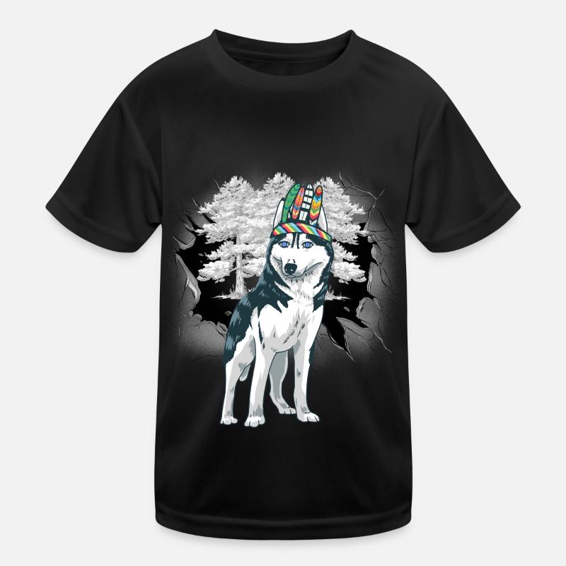 Shamans Husky Shaman Wolf Wolves Kids Functional T-Shirt