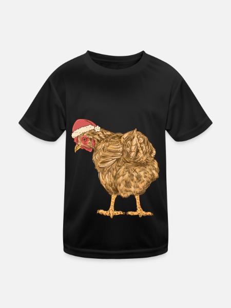 Huhn Nikolaus Henne Weihnachtsmann Federvieh Xmas - Kinder Funktions-T-Shirt - Schwarz - Vorne