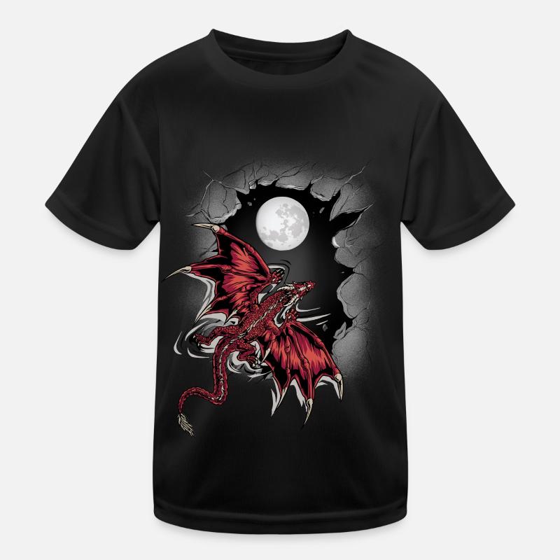 Moon Dragon Dragon Mythical Creature Kids Functional T-Shirt