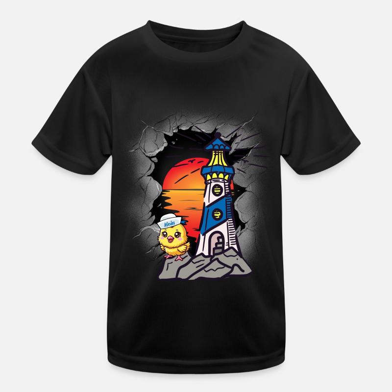 Nautical sailor chick lighthouse maritime - Kids Functional T-Shirt - black