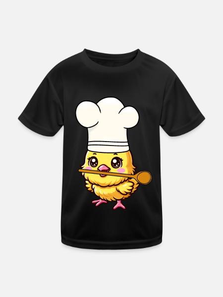 Cuisinier Cuisiniers Cuisinier Cuisinier Poulet poussin - T-shirt sport Enfant - noir - Devant