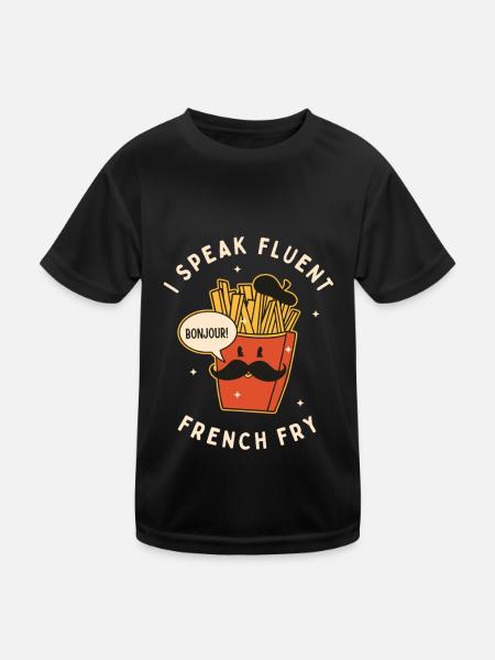 I Speak Fluent French Fry - Kids Functional T-Shirt - black - Front