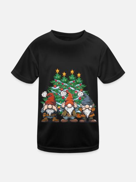 Tannenbaum Zwerge Zwerg Wichtel Märchen Xmas - Kinder Funktions-T-Shirt - Schwarz - Vorne