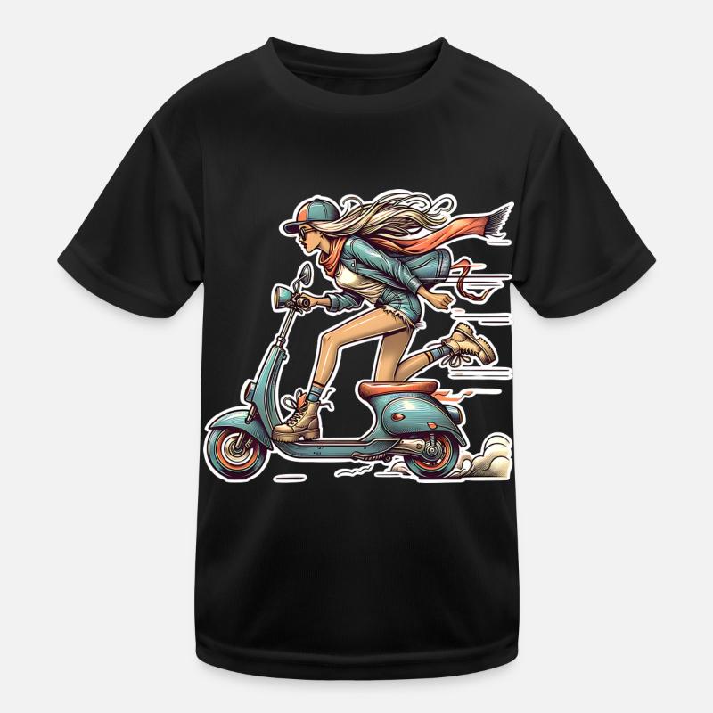 Motorroller Mofa Moped Roller - Kinder Funktions-T-Shirt - Schwarz
