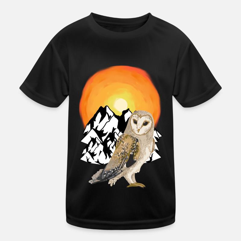 Mountain Owl Nature Wilderness Sunset Kids Functional T-Shirt