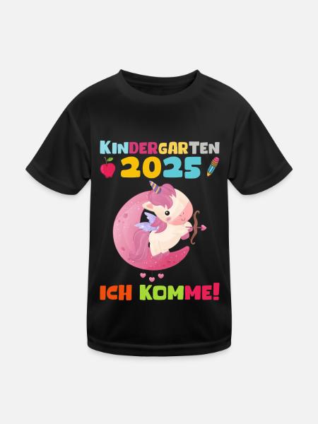 Kindergarten 2025 Girl Gift Kita 2025 Decoration - Kids Functional T-Shirt - black - Front