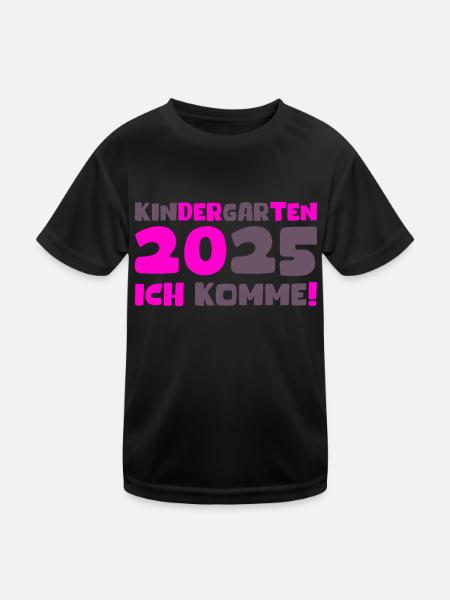 Kindergarten 2025 Kinder Geschenk Kita 2025 Deko - Kinder Funktions-T-Shirt - Schwarz - Vorne
