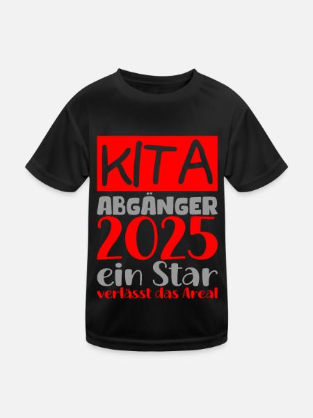 Abschied Kindergarten 2025 Geschenk Mädchen Jungen - Kinder Funktions-T-Shirt - Schwarz - Vorne