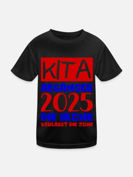 Abschied Kindergarten 2025 Geschenk Mädchen Jungen - Kinder Funktions-T-Shirt - Schwarz - Vorne