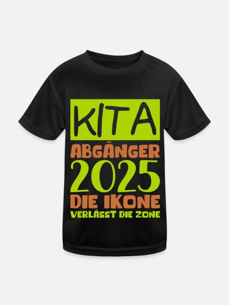 Abschied Kindergarten 2025 Geschenk Mädchen Jungen - Kinder Funktions-T-Shirt - Schwarz - Vorne