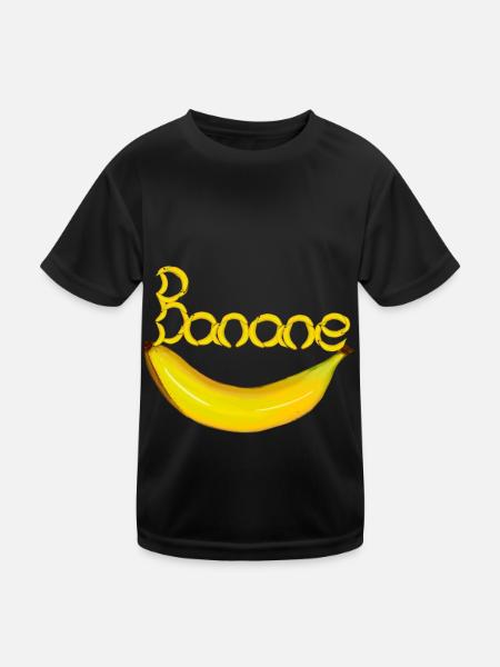 Banane Obst Frucht Früchte Bananen - Kinder Funktions-T-Shirt - Schwarz - Vorne