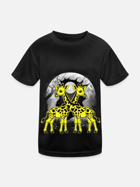 Giraffe Giraffen Kind Kinder - Kinder Funktions-T-Shirt - Schwarz - Vorne
