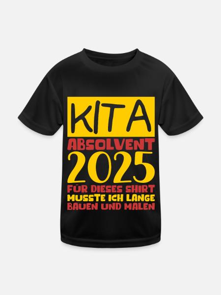 Abschied Kindergarten 2025 Geschenk Mädchen Jungen - Kinder Funktions-T-Shirt - Schwarz - Vorne