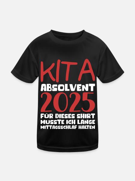 Abschied Kindergarten 2025 Geschenk Mädchen Jungen - Kinder Funktions-T-Shirt - Schwarz - Vorne