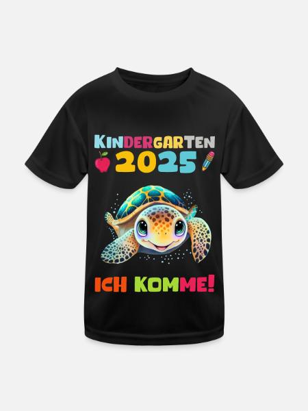Kindergarten 2025 Kinder Geschenk Kita 2025 Deko - Kinder Funktions-T-Shirt - Schwarz - Vorne