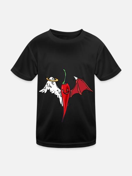 Chilly himmlisch scharf Pepperonie - Kinder Funktions-T-Shirt - Schwarz - Vorne