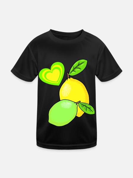 Lemon Lemons Fruits Fruit Fruit Summer - Kids Functional T-Shirt - black - Front