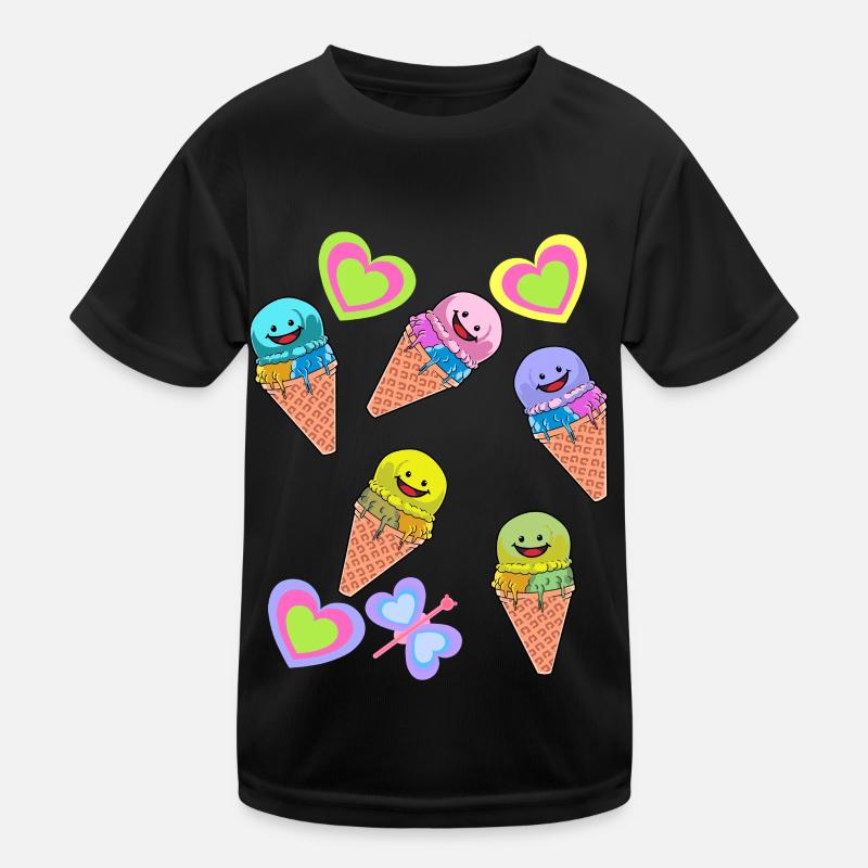 Retro Eis Eiskreme Eiswaffel Kinder Kind Baby - Kinder Funktions-T-Shirt - Schwarz