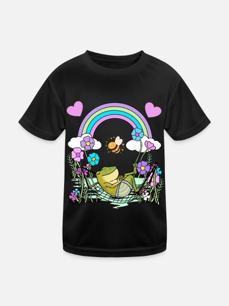 Frosch Frösche Kinder Kind - Kinder Funktions-T-Shirt - Schwarz - Vorne