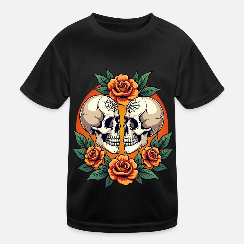 Crânes & Fleurs Sombre Esthétique Floral T-shirt sport Enfant