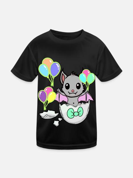 Fledermaus Baby Geburt Kinder Eierschale - Kinder Funktions-T-Shirt - Schwarz - Vorne