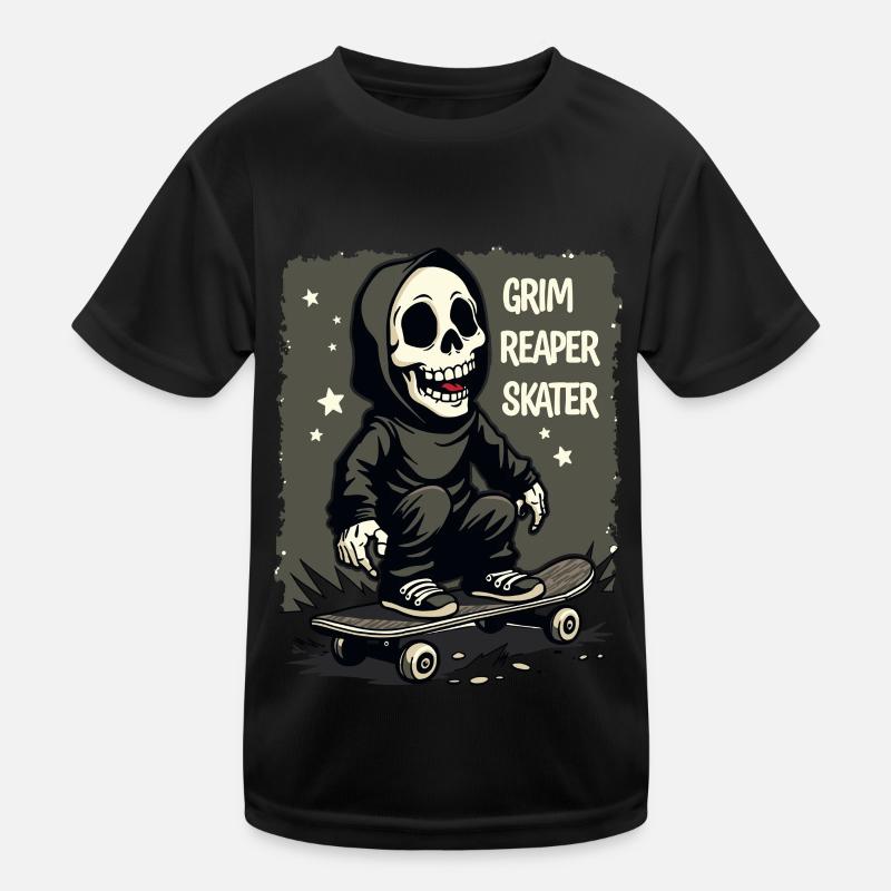 Skateboarding Sensenmann – Grim Reaper Style Kinder Funktions-T-Shirt