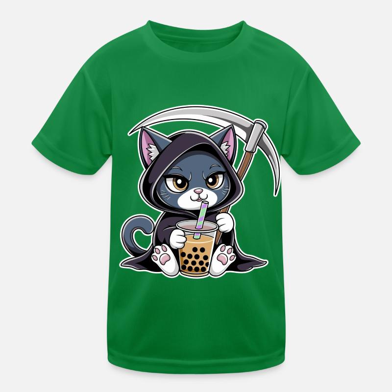 Sensenmann Katze Anime Katze Bubble Tea Kinder Funktions-T-Shirt