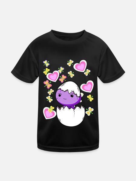 Drache Ostern Osterei Eierschale Drache Kind Baby - Kinder Funktions-T-Shirt - Schwarz - Vorne