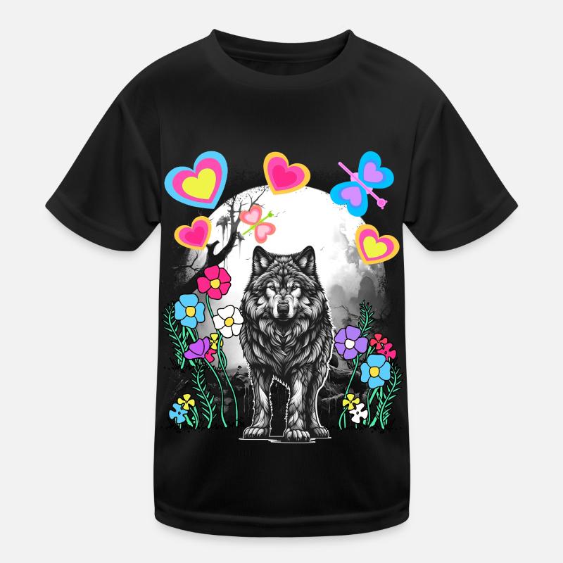 Retro Wolf Wölfe Märchen Märchenfigur Vintage Kinder Funktions-T-Shirt