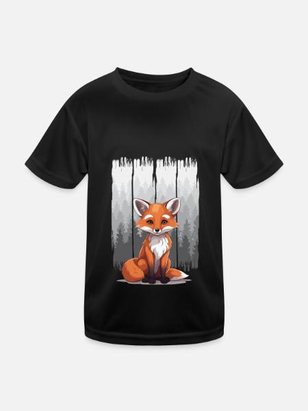 Fox Foxes Kids Kid Teen - Kids Functional T-Shirt - black - Front