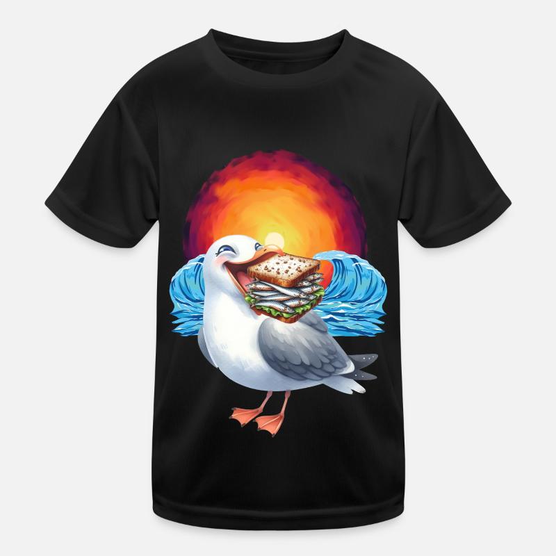 Sandwidsch Hering Fisch Möwe maritim Kinder Funktions-T-Shirt