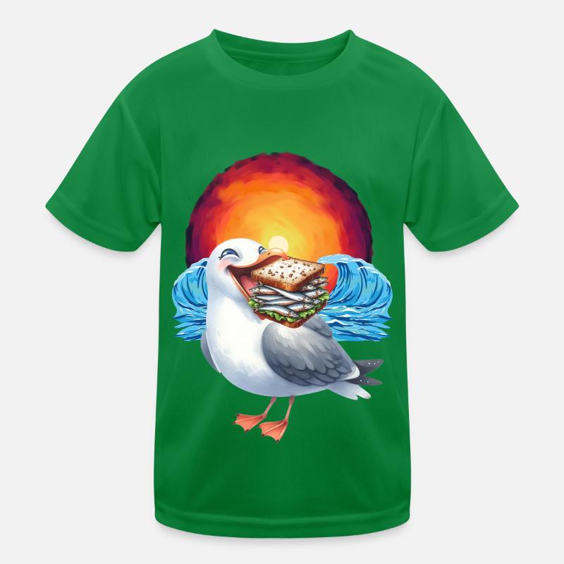 Sandwidsch Herring Fish Seagull Maritime Kids Functional T-Shirt