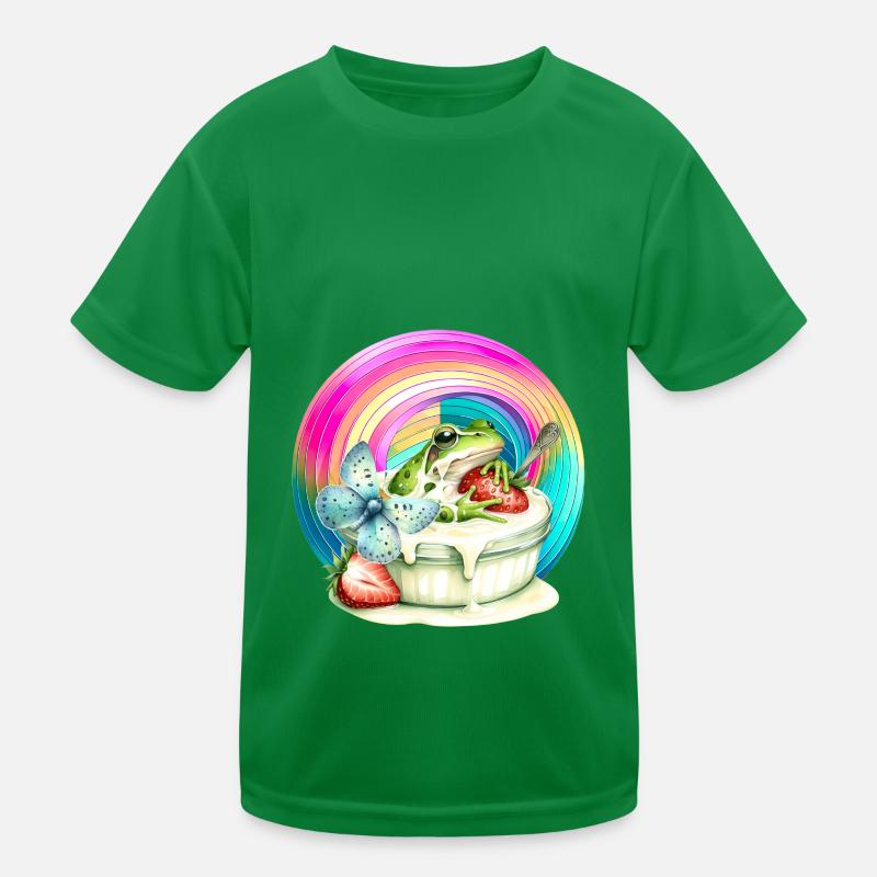 Regenbogen Frosch Eis Erdbeere Eiskrem Kind Kinder Funktions-T-Shirt