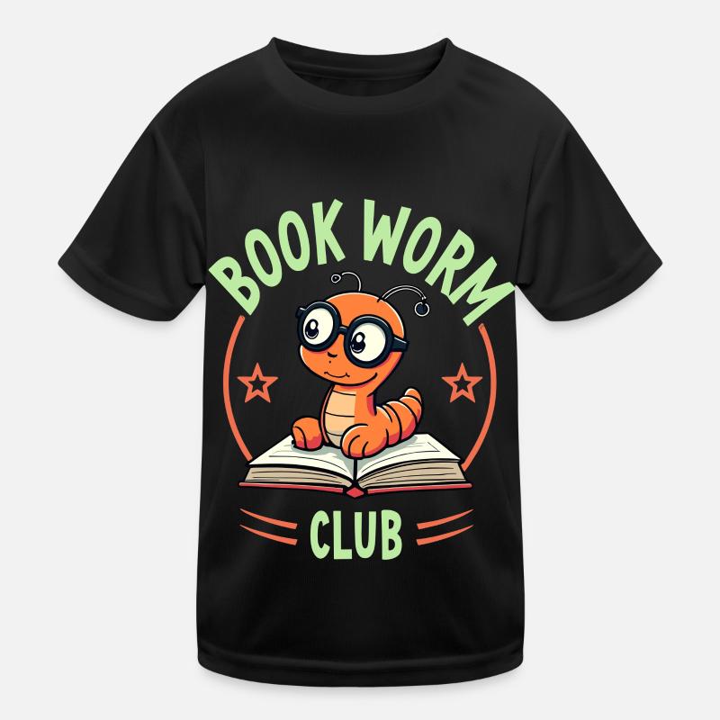 Book Worm Club - Reading Worm Kids Functional T-Shirt