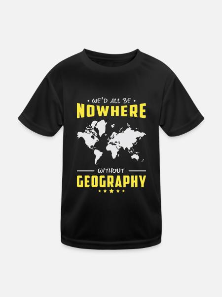 Geografie Lehrer Geocaching Geography Geschenkidee - Kinder Funktions-T-Shirt - Schwarz - Vorne