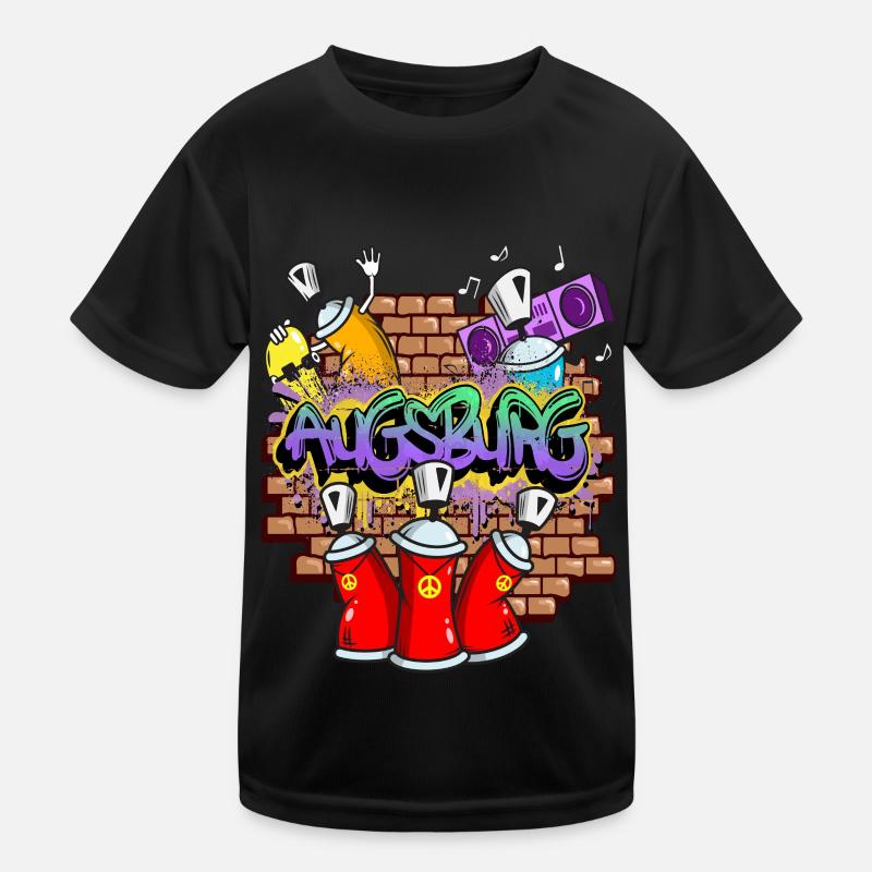 Augsburg Germany City Graffiti Sprayer Skater Kids Functional T-Shirt