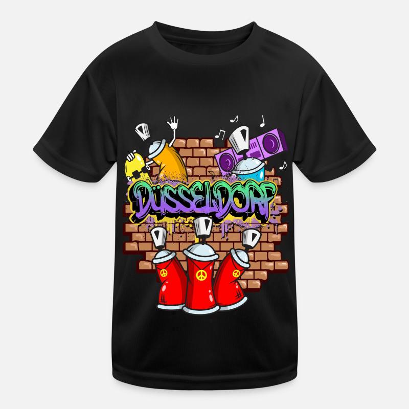 Dusseldorf Germany City Graffiti Sprayer Kids Functional T-Shirt