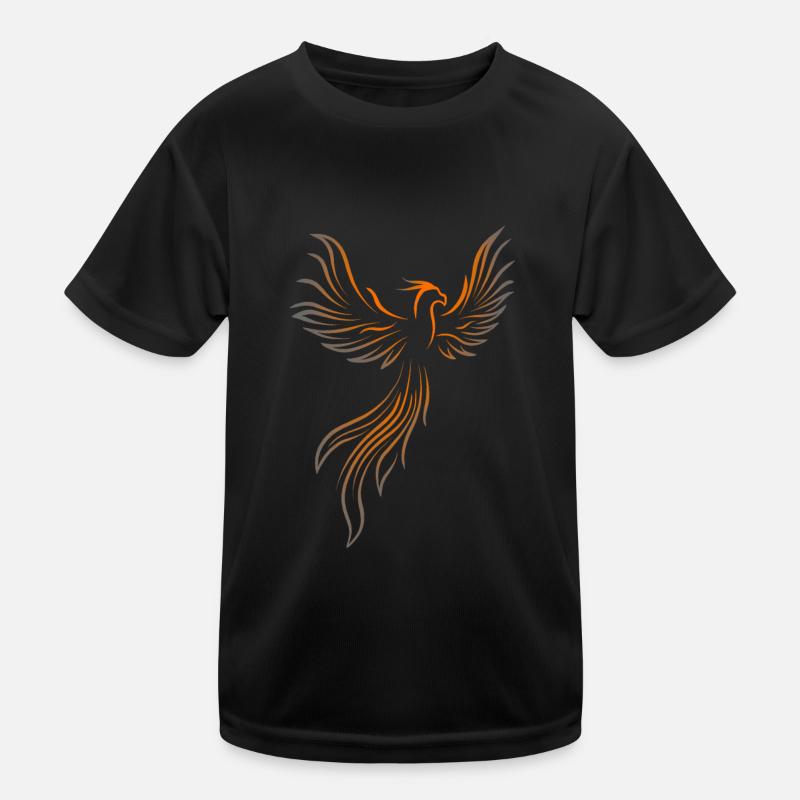 Feuervogel Phoenix - Kinder Funktions-T-Shirt - Schwarz