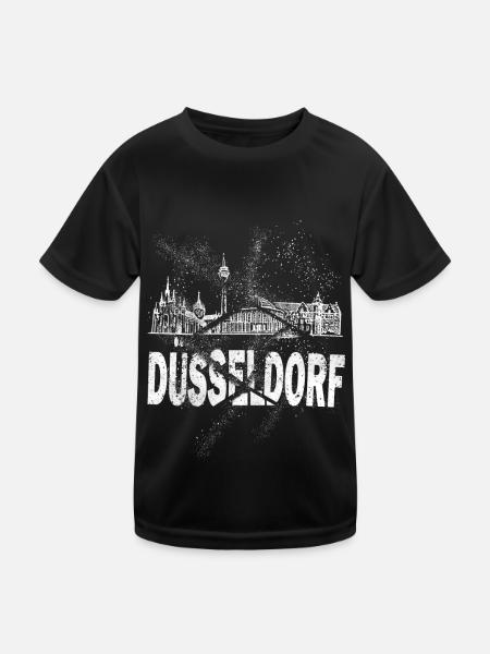 Düsseldorf Allemagne City Skyline Grunge Splash - T-shirt sport Enfant - noir - Devant
