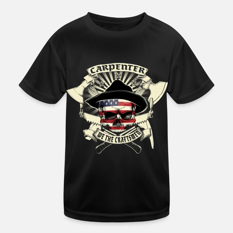Zimmermann Carpenter Totenkopf Logo - Kinder Funktions-T-Shirt - Schwarz