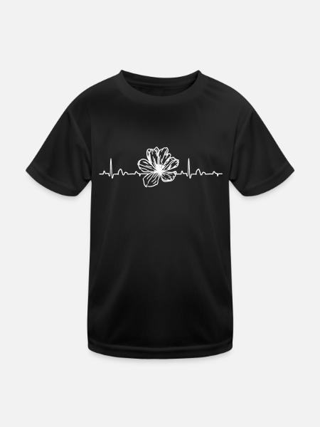 Heartbeat fleur battement de coeur fleurs plantes jardin - T-shirt sport Enfant - noir - Devant