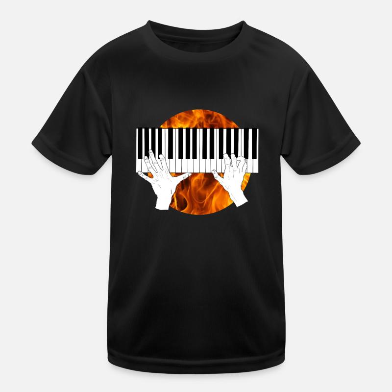 Piano Hands Fire and Flame Kids Functional T-Shirt