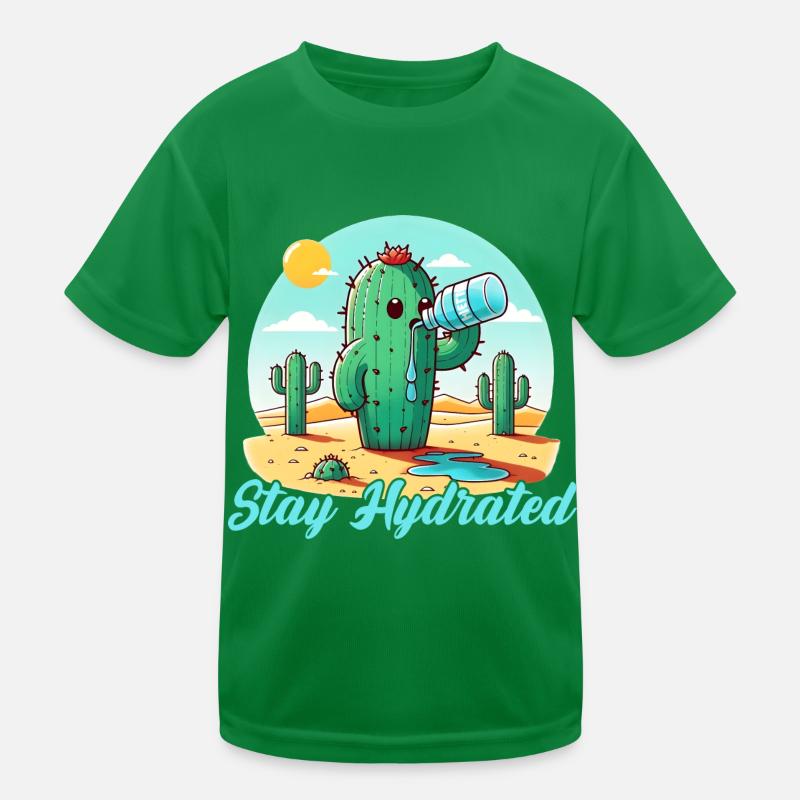 Cactus Stay Hydrated Kids Functional T-Shirt