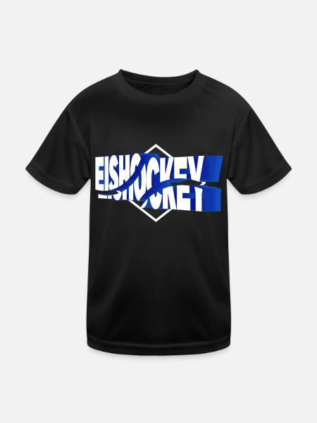 Eishockey Sport 3D Schrift Vintage Retro - Kids Functional T-Shirt - black - Front